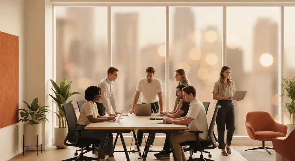 The VoxHealth team working together in a bright San Francisco office